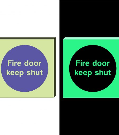 Photoluminescent Fire Door Keep Shut Signs (Set of 6)