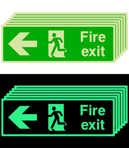 Photoluminescent Fire Exit Signs 1 (Set of 6)