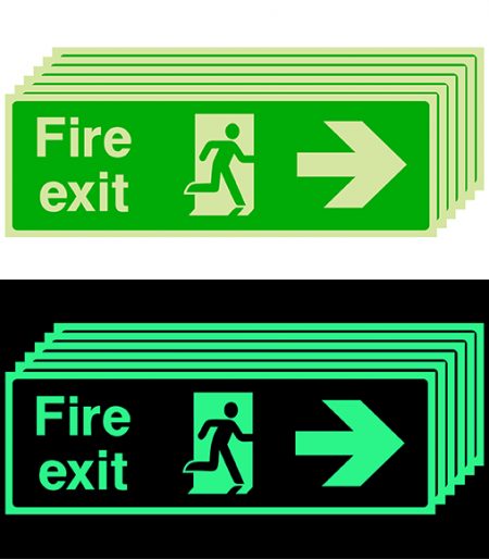 Photoluminescent Fire Exit Signs 2 (Set of 6)