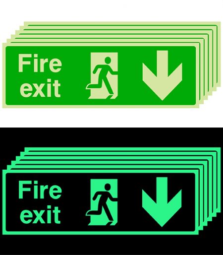 Photoluminescent Fire Exit Signs 3 (Set of 6)