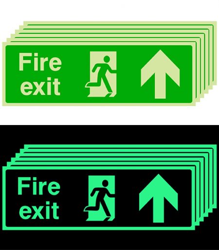 Photoluminescent Fire Exit Signs 4 (Set of 6)