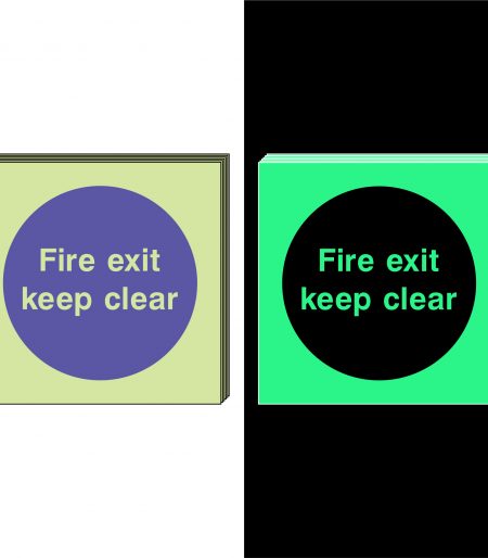 Photoluminescent Fire Exit Keep Clear Signs (Set of 6)