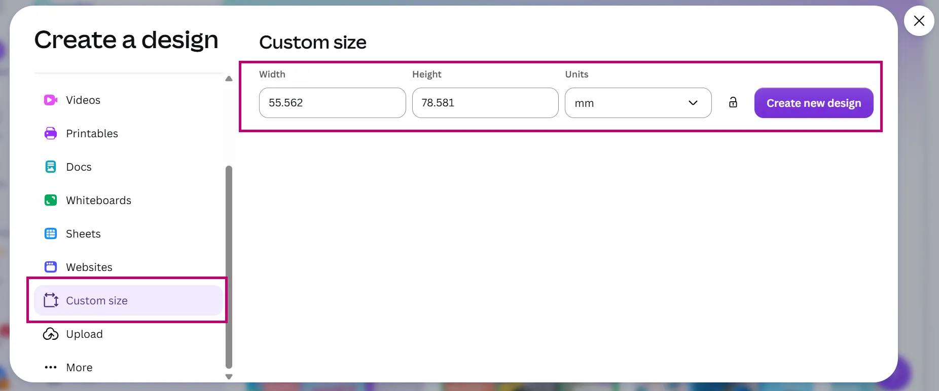 Set the exact board size